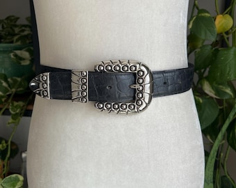 Ann Taylor Vintage Croc Embossed Leather Belt M - Etsy display picture 3