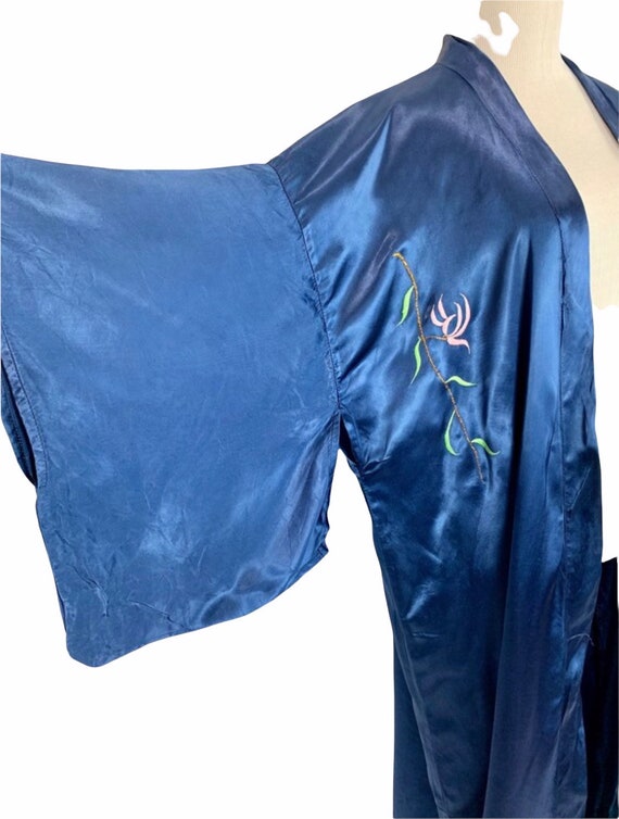 Peacock Embroidered Satin Robe - image 4