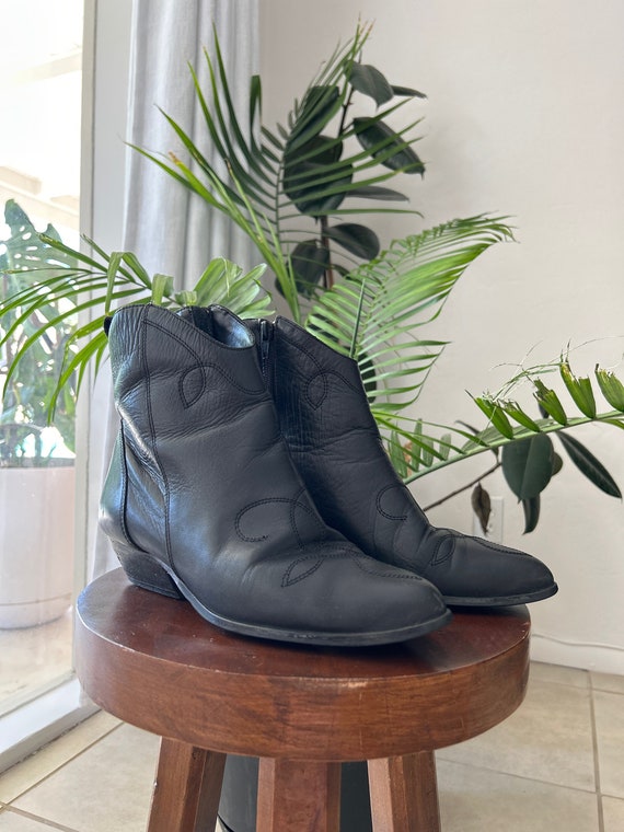 Leather western ankle boots 2025