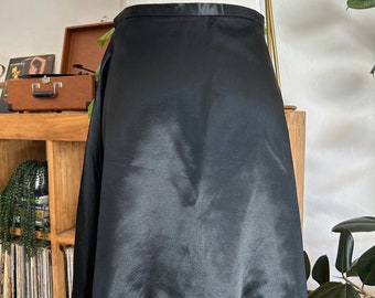 90's Black Satin Flouncy Mini Skirt