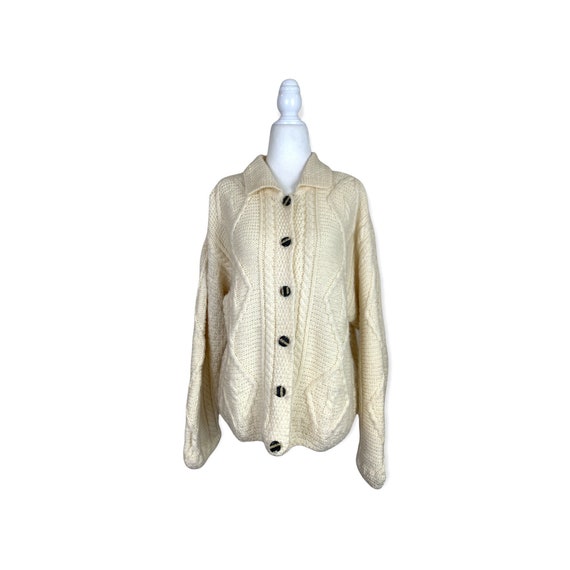 Vintage Irish Fisherman Style Cream Cardigan