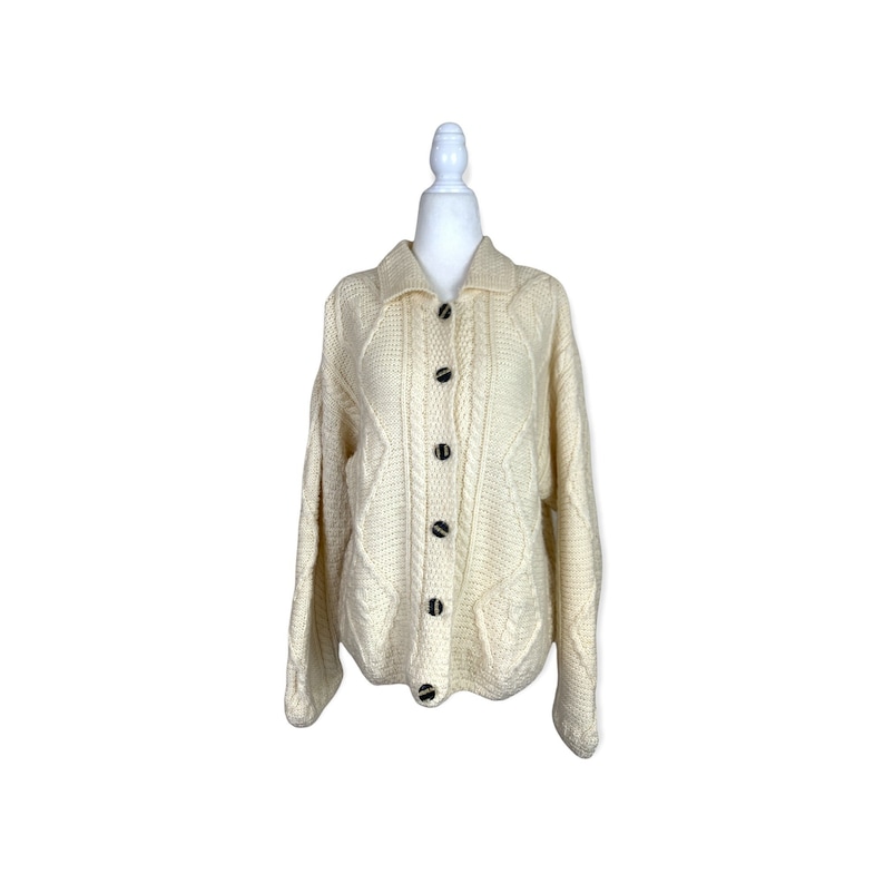 Vintage Irish Fisherman Style Cream Cardigan image 1