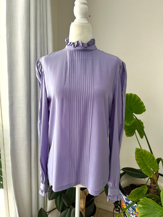 Vintage Lavender Silk Blouse - image 2