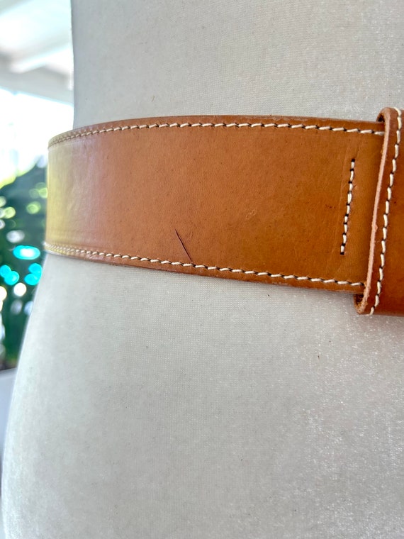 High Waisted Tan Leather Belt - image 3