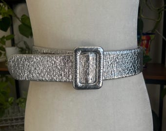 Ibel Skinny Silver Tone Snake Chain Belt Made in Italy - Etsy display picture 1