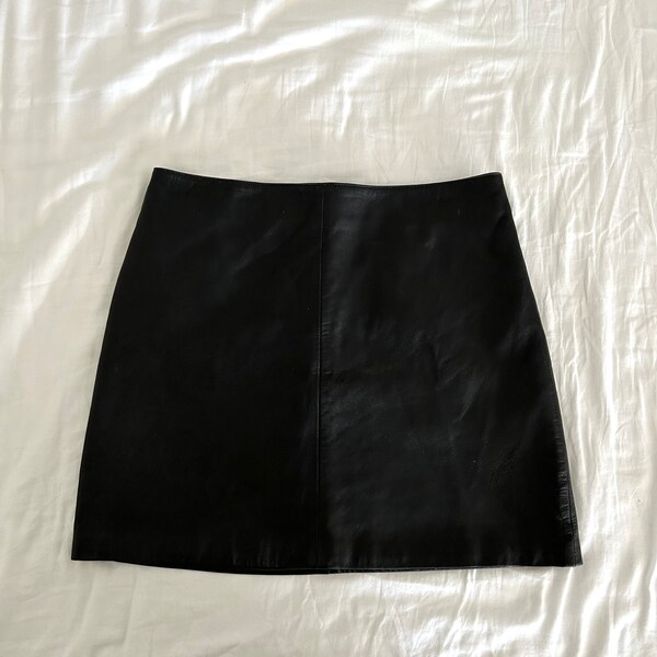 Black Leather Skirt - Etsy