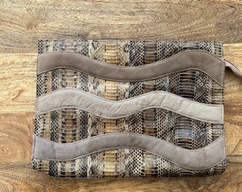 Snakeskin Suede Clutch