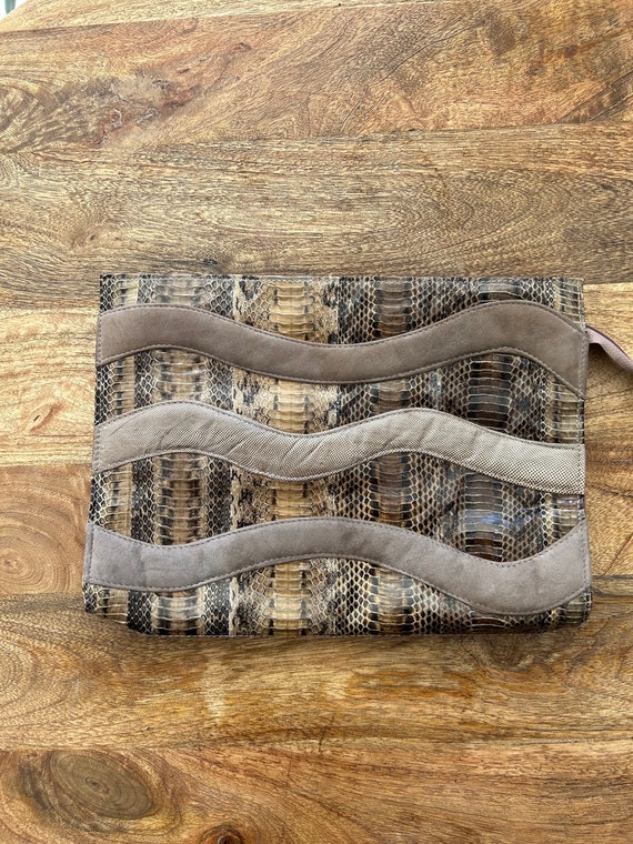 Snake Skin Suede Clutch