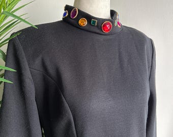 Vintage 90's Bejeweled Black Sheath Dress