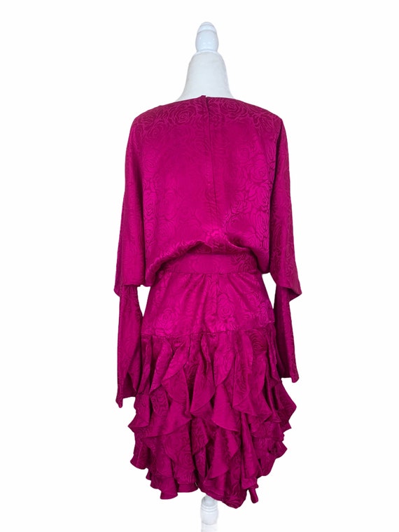 Fuchsia Silk Ruffled Dress - image 3