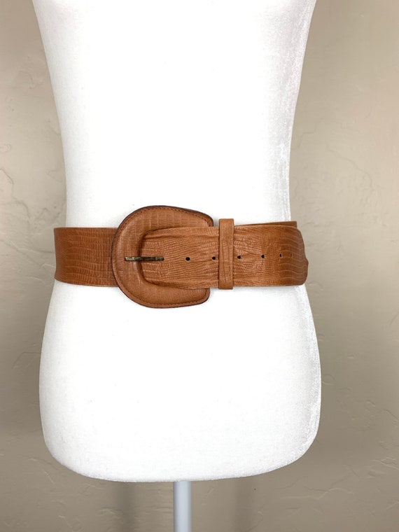 Snake Skin Embossed Leather Belt - image 4