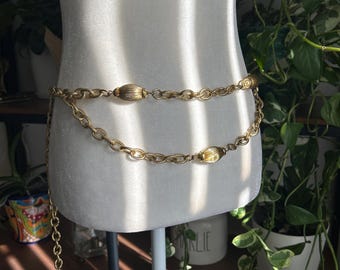Gold Metal Rhinestone Chain Layered Hanging Belt - Etsy display picture 2