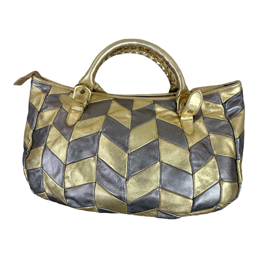 Miu Miu Gold and Silver Napa Patchwork Bag - Etsy Canada