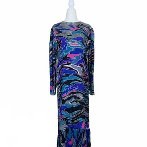Vintage Long Sleeve Silk Beaded Sequin Gown