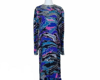 Vintage Long Sleeve Silk Beaded Sequin Gown