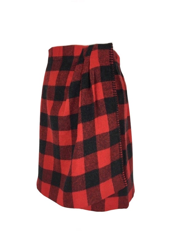 90’s Buffalo Plaid Wrap Mini Skirt - image 4