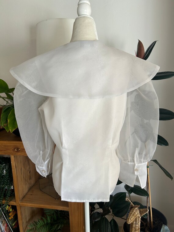 90's White Chiffon Statement Blouse - image 3