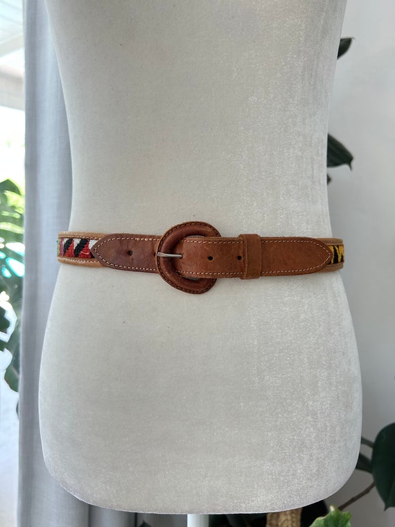 Vintage Guatemalan Tapestry Leather Belt - Etsy display picture 2