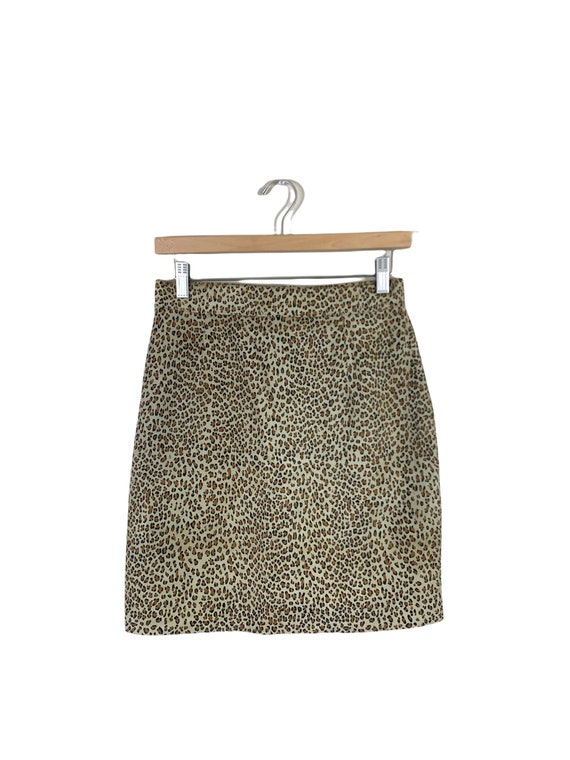 Leather Cheetah Print Skirt - image 3