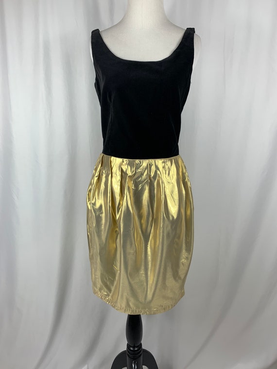 Vintage Gold and Black Velvet Dress