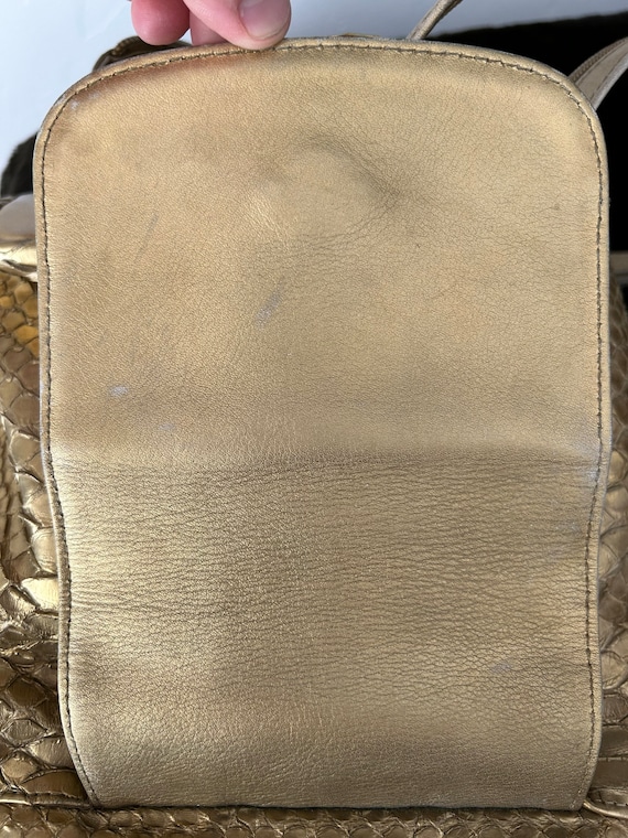 90’s Gold Snakeskin Mini Backpack - image 6