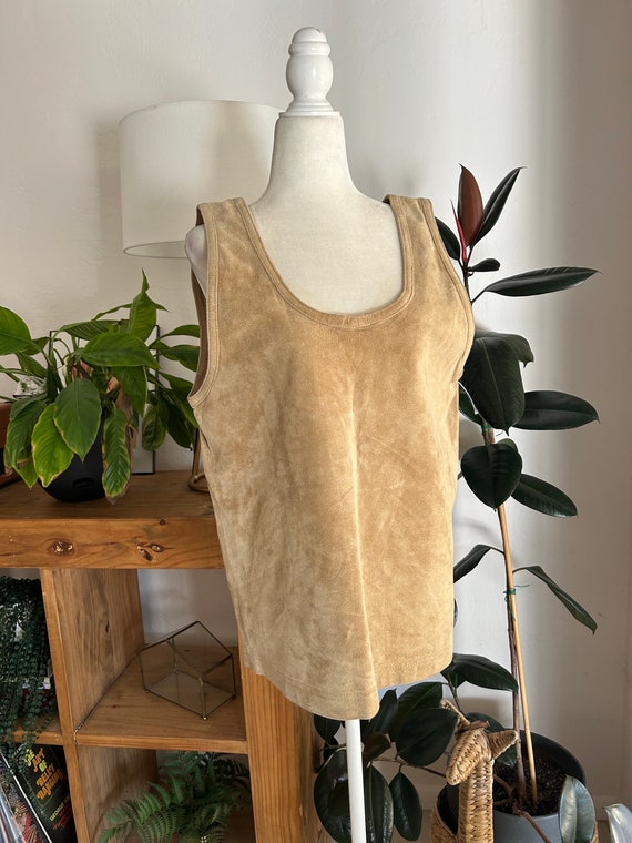 Camel Suede Sleeveless Blouse