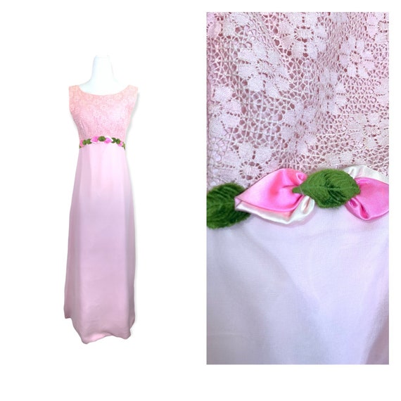 60's Pink Chiffon Sleeveless Dress - image 1