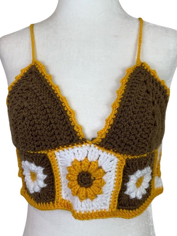 Sunflower Crochet Halter Top