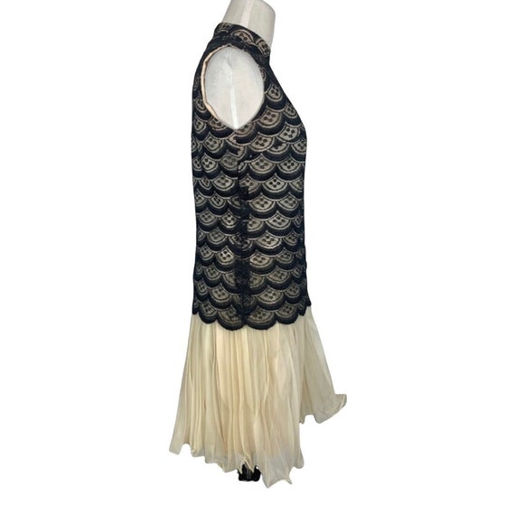 Vintage Black Lace and Cream Chiffon Dress - image 2