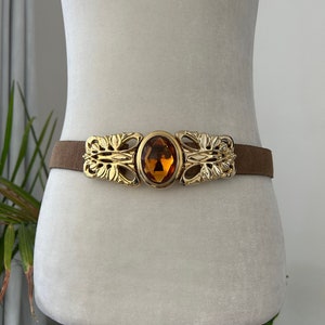 Jeweled Gold Suede Belt