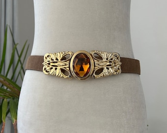 Vintage Daniel Swarovski Leather Suede Belt Made in France 
