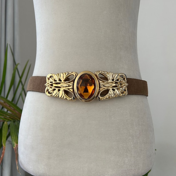 Jeweled Tan Suede Belt