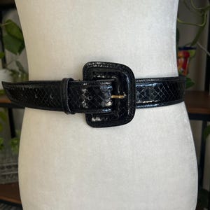 Ritz collection Black Snakeskin leather belt with gold buckle M L 3107G Ritz Collection Belt - Etsy main image 3