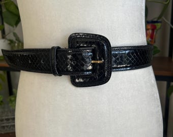 Vintage Black Snakeskin Belt