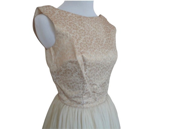 50's Brocade and Silk Chiffon Cupcake Dress - image 3
