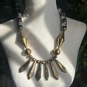 Brass and Horn Cleopatra Bib Necklace