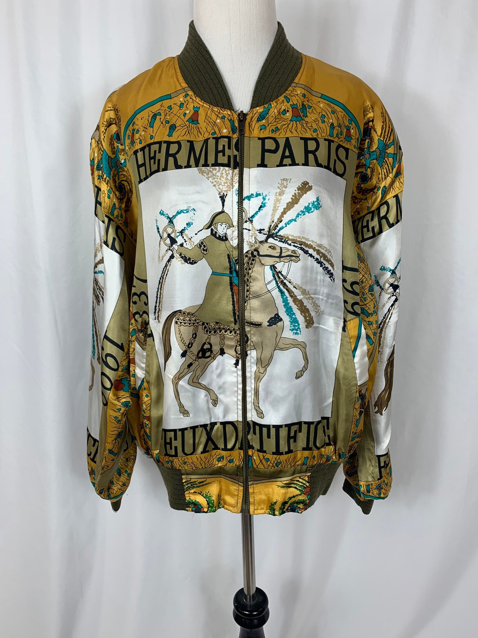 Vintage Hermès Silk Bomber Jacket Etsy