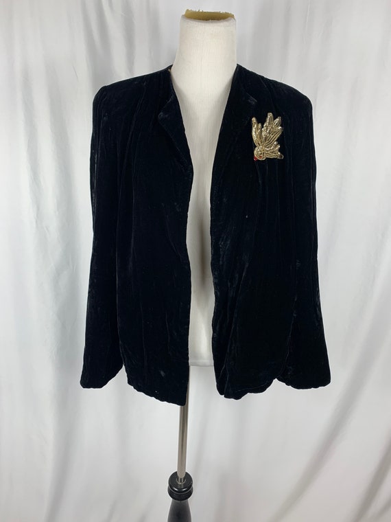 Vintage Black Silk Velvet Opera Jacket