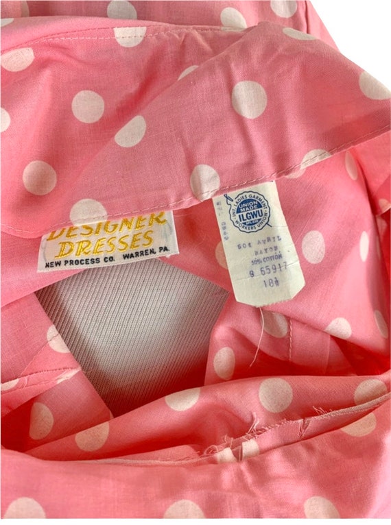 Vintage Pink Polka Dot Fit and Flare Sundress - image 6