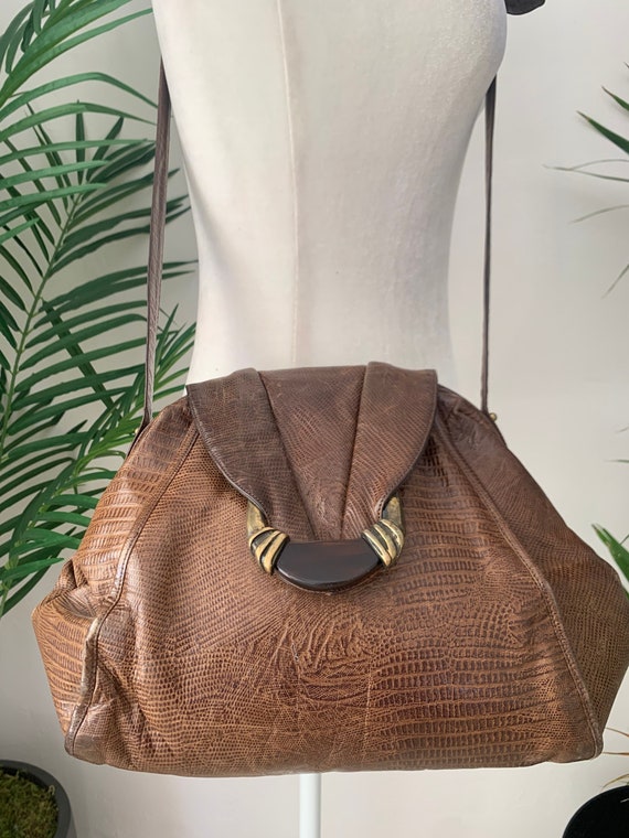 80's Lizard Embossed Leather Statement Bag