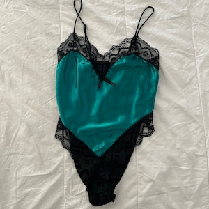 Vintage Emerald Green Lace Teddy