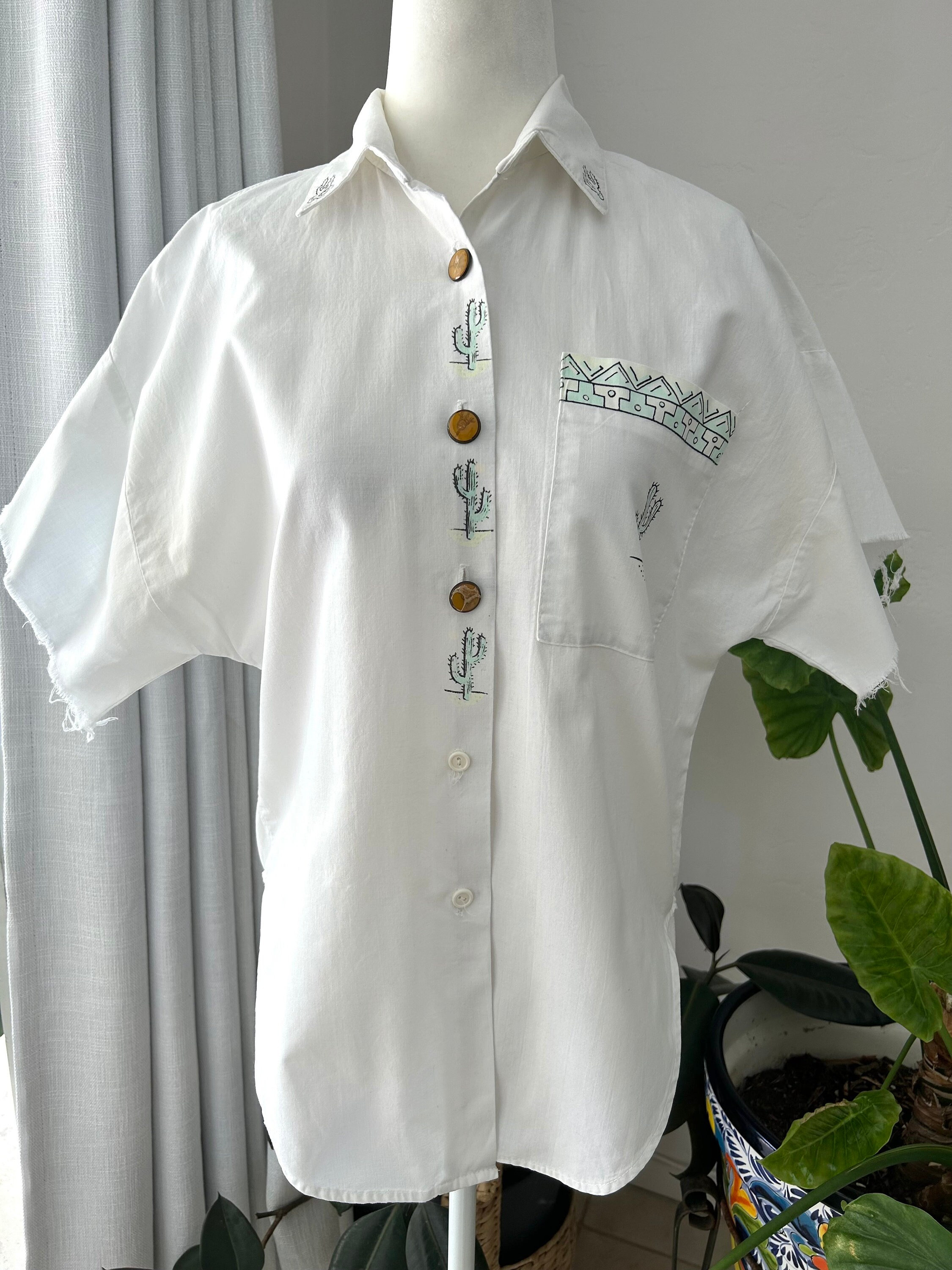 Cactus Button up Style Shirt, Fantasy Shirt, Cute Succulent