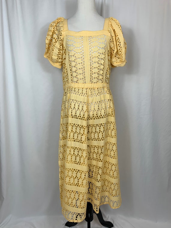 Vintage Yellow Eyelet Maxi Dress