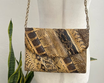 Snake Skin Chain Shoulder Bag