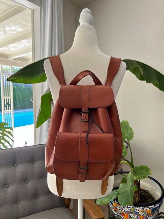 Mini backpack brown clearance leather