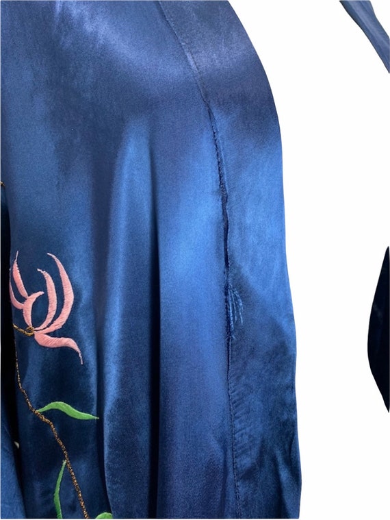 Peacock Embroidered Satin Robe - image 5