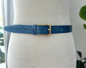 Blue Snake Skin Belt High Waisted Skinny Snake Skin Belt