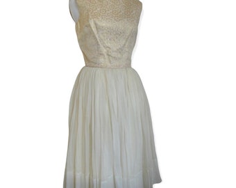 50's Brocade and Silk Chiffon Cupcake Dress