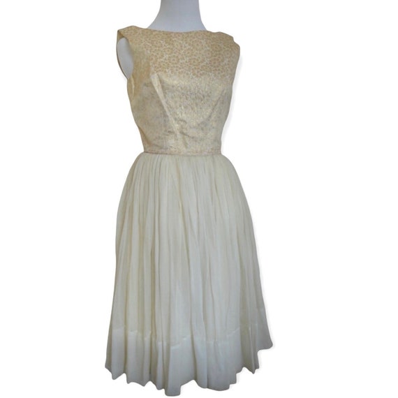 50's Brocade and Silk Chiffon Cupcake Dress - image 1