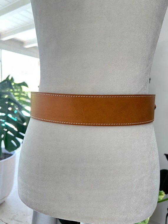 High Waisted Tan Leather Belt - image 4